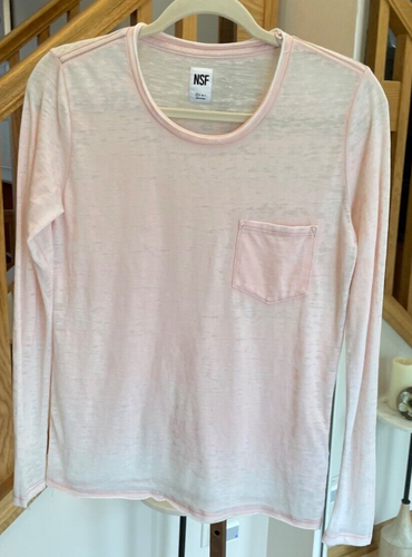 Neu mit Etikett NSF Ballet Pink Rex halbtransparent Langarm Tasche T-Shirt Neu mit Etikett USA Größe P - Bild 6 von 6