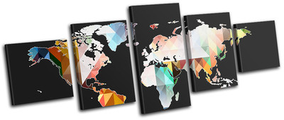 World Map Geometric  Maps Flags MULTI Leinwand Wand Kunst Bild drucken