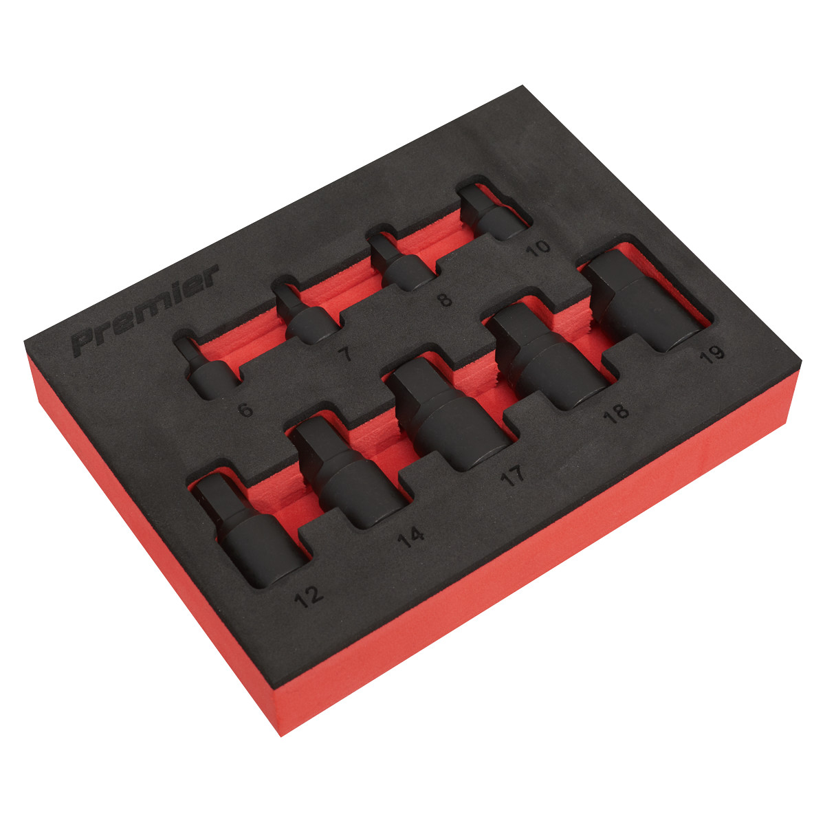 Sealey AK5525 Low Profile Impact Hex Socket Bit Set 1/4"" & 3/8"" Sq Drive 9pc -