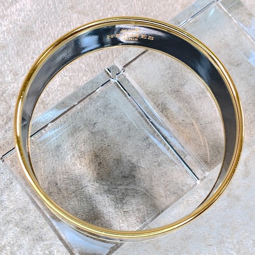 Vintage Hermes Bangle Bracelet Brown Enamel Horse Paddock Gold Rim Size 65 - Picture 7 of 13