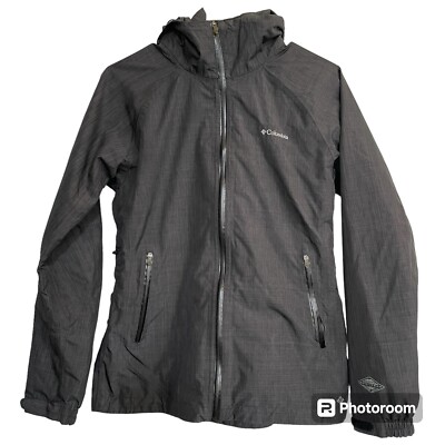 Columbia Womens Omni Heat Rain Jacket Size S Gray Hooded Seam Sealed Waterproof