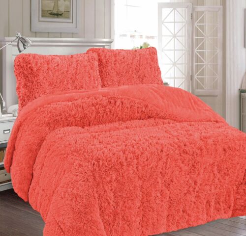 NEW YORK CORAL SHAGGY BLANKET WITH SHERPA SOFTY THICK & WARM 3 PCS QUEEN SIZE - Picture 1 of 1