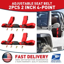 2Set 2" 4-Point Adjustable Racing Seat Belts Harness Safety Shoulder Straps-Red