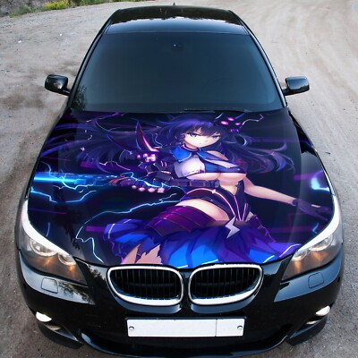 Anime Sword Girl Car Hood Wrap Decal Vinyl Sticker Color Graphic Fit Any Car 2XX