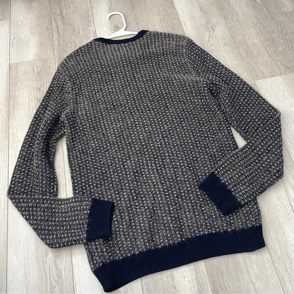 Club Monaco Sweater alpaca wool crewneck textured knit mens Navy Blue (small) - Image 4 of 4