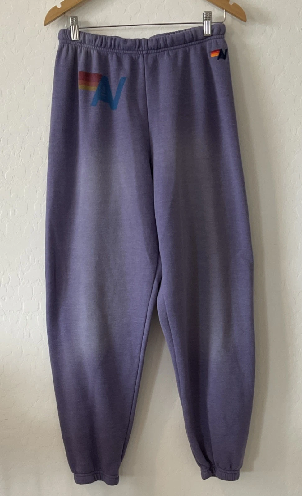 Aviator Nation Sweatpants Purple Women's L Activewear Fleece Jogger Style Pants