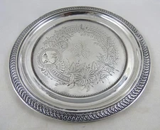 Sterling Silver ORNATE Etched Plate Church Bird Flowers 142g NOT SCRAP Gorgeous!