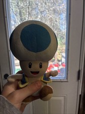 Super Mario Bros Blue Toad 8" Small Stuffed Plush Toy NEW Little Buddy Plushie