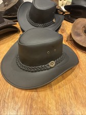Australian Style REAL Leather Bush Hat Size MED By Sidewinder Headwear Unisex