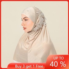 Muslim Women Solid Color Amira Hijab Turban Wrap Headscarf Instant Full Cover