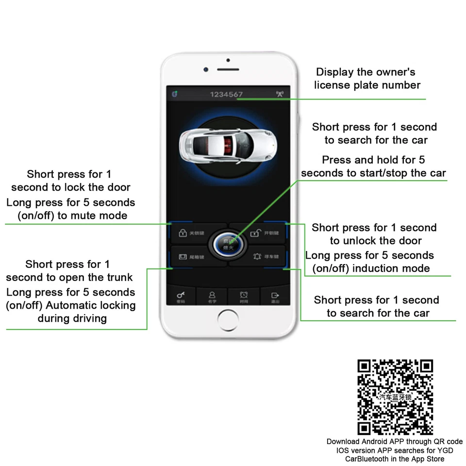 Car Keyless Entry Engine Start Alarm System Push Button Remote Starter Stop Foto 3 de 4