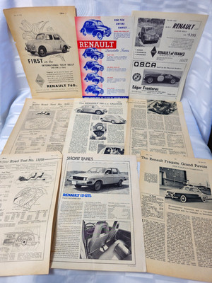1950'S RENAULT CAR AUTOMOTIVE ADVERTISING PAPER LOT REFERENCE DEALERSHIP CARS