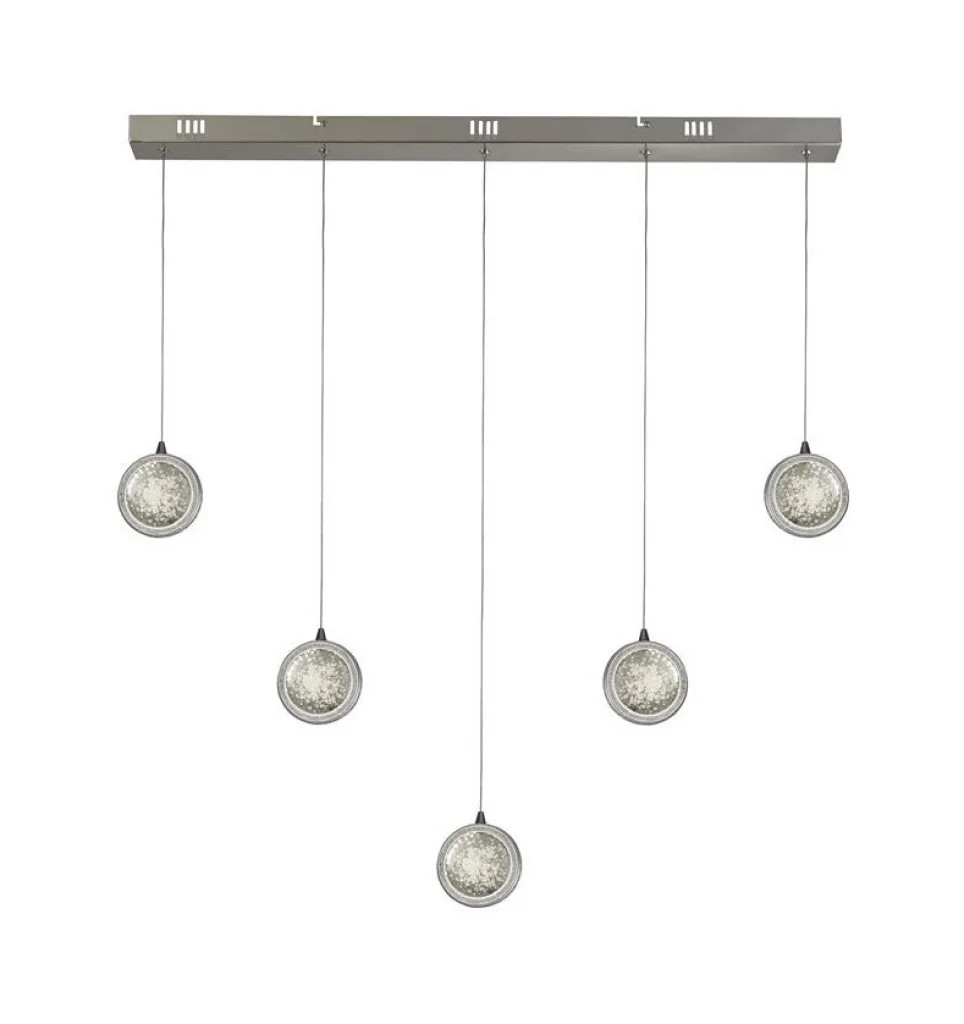 Ceiling Light Silver Quartz LED 5 Bar Chrome Searchlight 28702-5CC