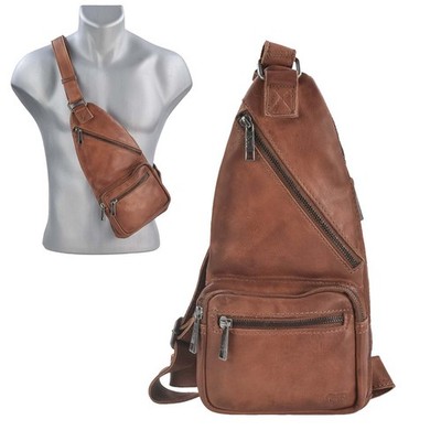 Bear Design Umhängetasche Crossbody Crossover Bag Leder cognac Tasche NOLANI