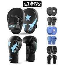 Curved Focus Pads and Boxing Gloves Set MMA Kick Boxing Punch Bag Training Mitts
