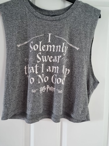 Primark Harry Potter Cropped T Shirt Size 14 Grey Slogan On Front - Picture 5 of 9
