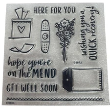 CTMH My Acrylix Acrylic Stamp Set Get Well Soon Card Making Quick Recovery B1673