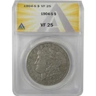 1904 S Morgan Dollar VF 25 ANACS Silver $1 Coin SKU:I21144