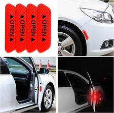 4PCS Car Door Open Warning Reflective Stickers, Night Visibility Auto Safety Red