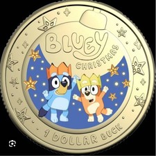 $1 One Dollar 2025 Bluey Christmas Coloured Uncirculated Coin In-Hand