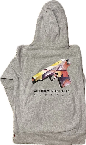 Sweat à capuche Supreme Mendini Gun grand gris SS16