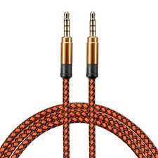 Aux Cable 3.5mm Male to Male Nylon Braided 5Ft 4 Pole Hi-Fi Stereo Sound Auxi...