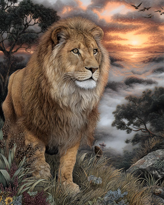 8x10 Majestic Lion Wildlife Safari Animal Art Print African Pride - 766739753