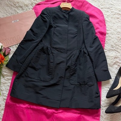 Miu Miu Black Spring Coat Lightweight Long Jacket Women's Size S Black