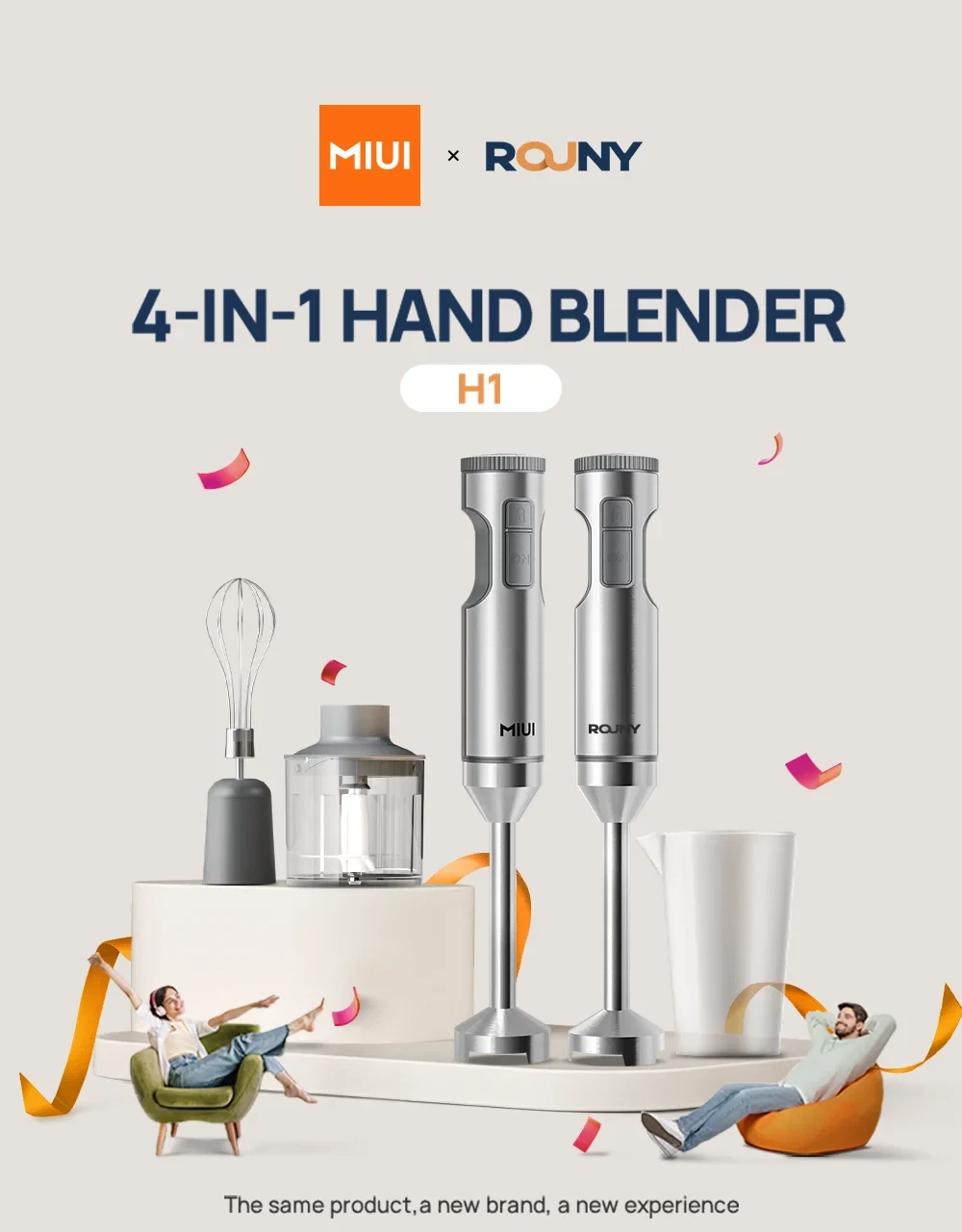 Hand Immersion Blender 1000W Powerful 4-In-1 Mixer Mixing Beaker Processor Whisk
Opens in a new wind