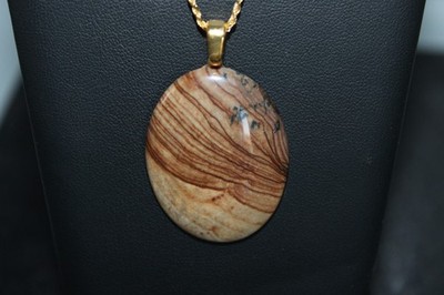 Picture Jasper And 10k Gold Over Sterling Silver Necklace