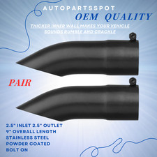 Pair For 2.5 Inlet Outlet 9 Ol Stainless Steel Turn Down Exhaust Tips Black