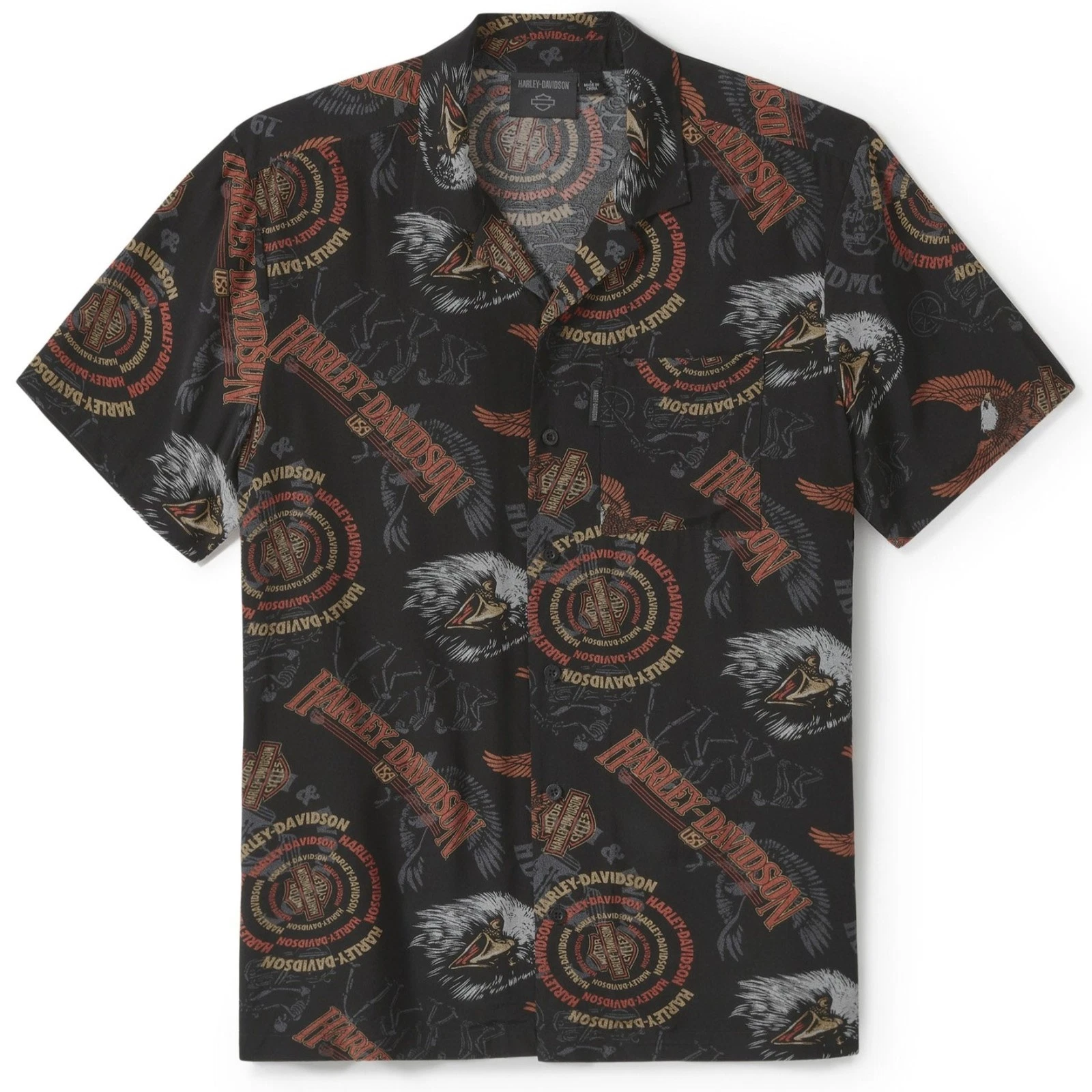 Harley-Davidson Harley-Davidson Men's '80s Aloha Allover Eagle Print Button-Up