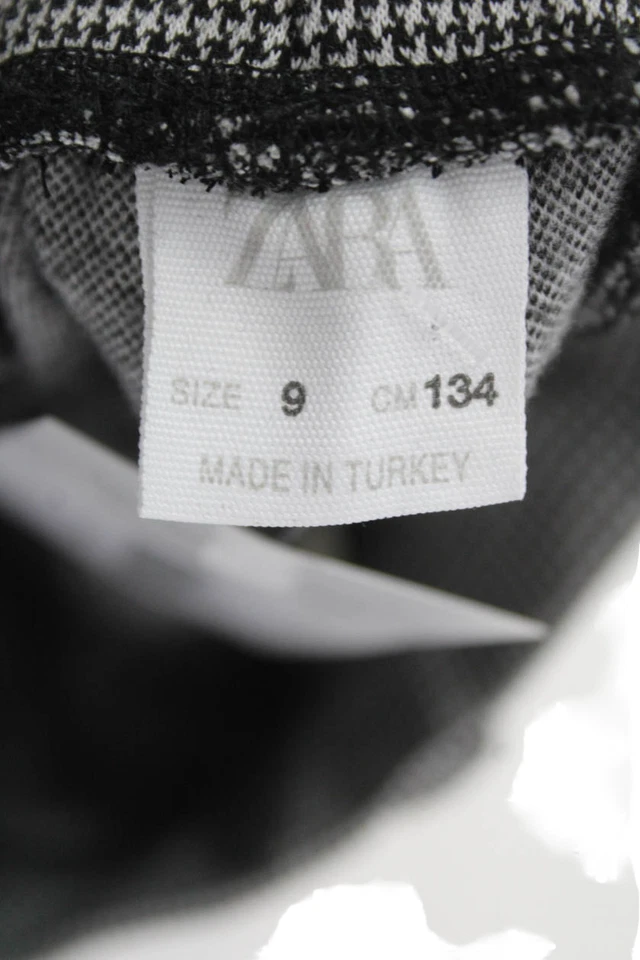 Pantalones Zara Niñas Cintura Elástica Forrados Guinga Pierna Ancha Blanco Talla 08 Foto 3 de 4