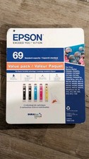 Genuine Epson 69 Black Tri-Color Ink Cartridges Value 5-Pack NEW SEALED Exp 2017