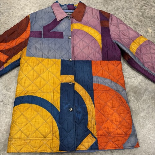 Salvatore Ferragamo jacket Adult medium vintage Quilted silk coat abstract art - Picture 6 of 13