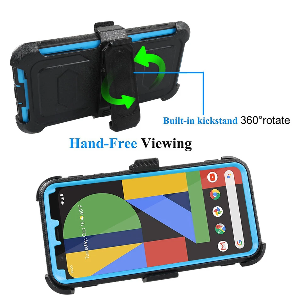 Shockproof Hybrid Case Cover for Google Pixel 4/Pixel 4XL Bumper Armor With Clip - Image 4 of 4