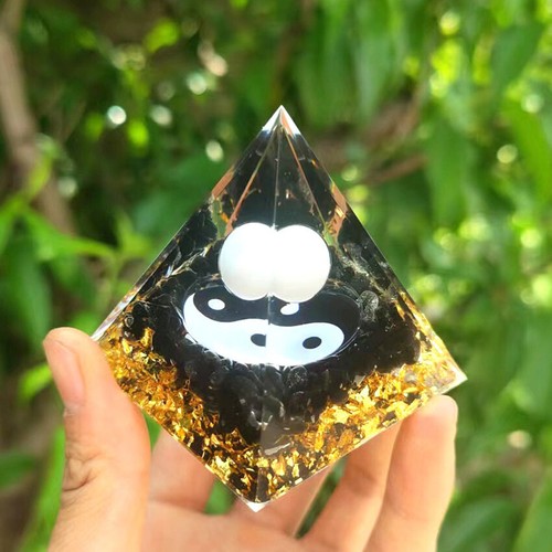 1 PC Pyramid Ball Quartz Crystal Dropper Resin Decoration Natural Orgonite - Picture 3 of 54
