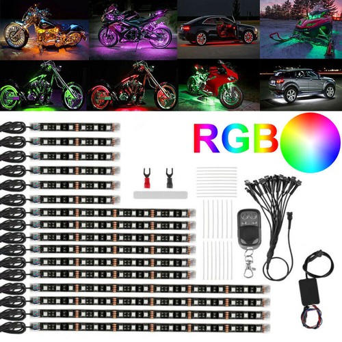16PCS RGB Motorcycle LED Light Accent Glow Neon Strip Kit Bluetooth APP Control - Picture 4 of 16