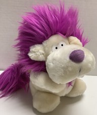 Vintage Russ Dandy Purple white lion plush plastic eyes hang tag 7  RARE