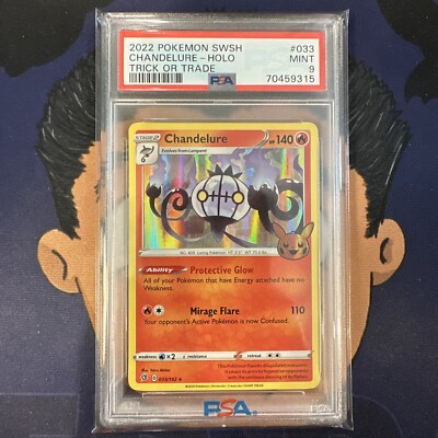 PSA 9 MINT 2022 Pokemon Trick or Trade CHANDELURE #033 Holo