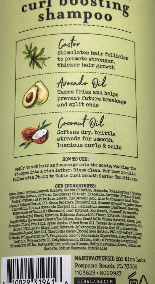 (2-Pk) PHARM to TABLE CURL-GROWTH CASTOR Avocado Boosting SHAMPOO + CONDITIONER - Image 4 of 4