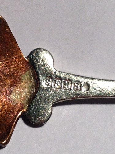 SILVER FINISH Souvenir Spoon SFNS EDINBURGH COPPER BLUE ENAMELED TWISTED HANDLE - Picture 3 of 12