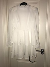 Pretty Little Thing White High Neck Tiered Dress Size 10
