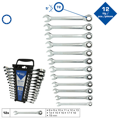 Brilliant by KS TOOLS Ratschenringschlüssel 12tlg. 8mm-19mm Ratschenfunktion