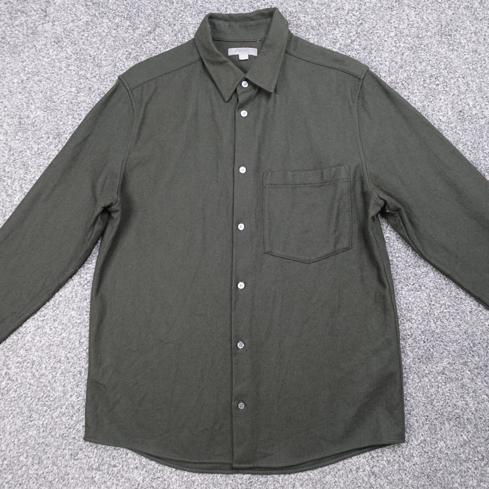 COS Wool Shirt Mens Size Small Overshirt Green Long Sleeve