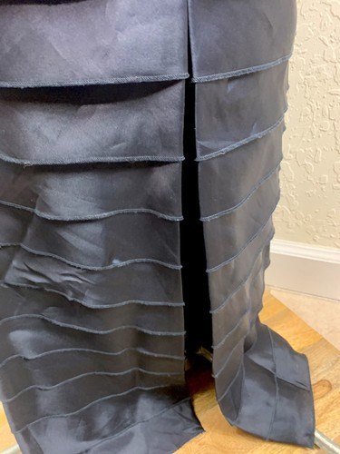 Calvin Klein Collection Long Length Blue Silk Ruffled Skirt US S Navy - Picture 8 of 10