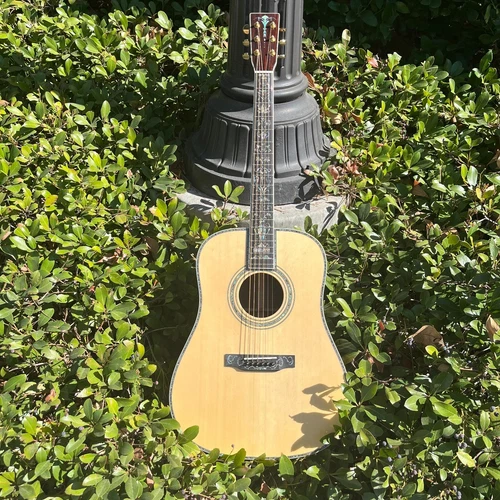 Real Abalone 41'' D Type Solid Spruce Top Acoustic Guitar Ebony Fingerboard