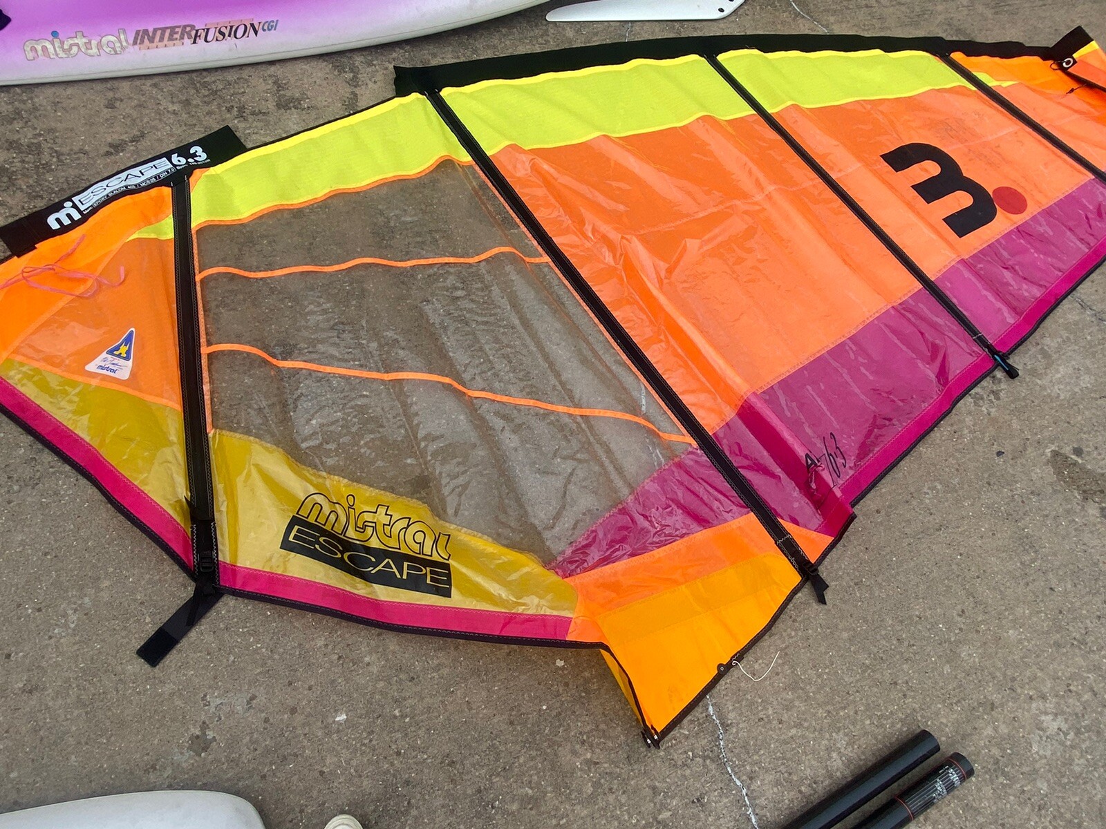 Mistral Prodigy Escape Panders Windsurfer Board Lot W/ Sails & Poles