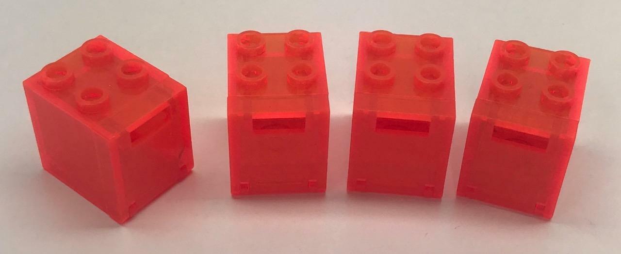 4 Lego Trans-Neon Orange 2x2x2 Container Boxes Lot: 4345 4346 Aquazone shark