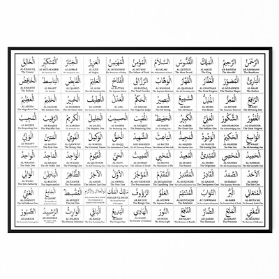 99 Names of Allah Poster Arabic & English Islamic Poster - A4 A3 A2 A1 ...